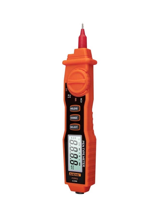 Digital Multimeter Pen With Backlight Orange/Black 13.4x2.6x3.9cm