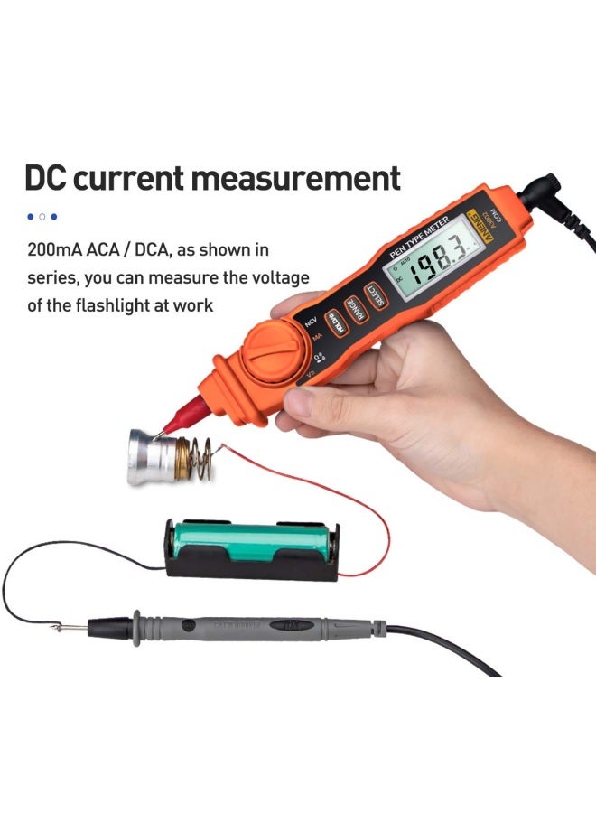Digital Multimeter Pen With Backlight Orange/Black 13.4x2.6x3.9cm