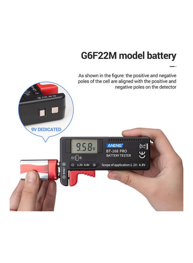 BT-168 PRO Digital-display Type Tester Battery Checker Black 12.00 X 3.00 X 6.50cm