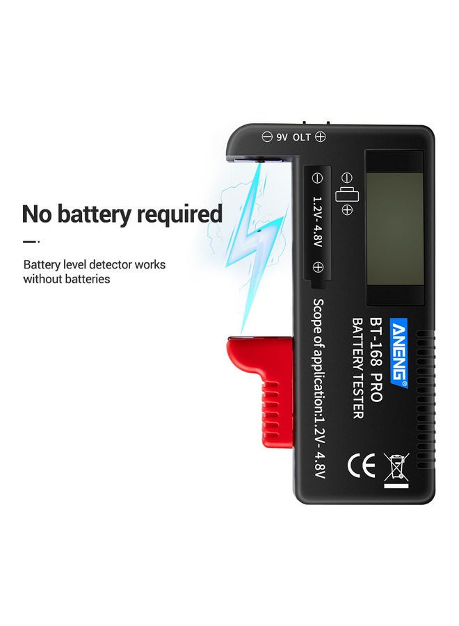 BT-168 PRO Digital-display Type Tester Battery Checker Black 12.00 X 3.00 X 6.50cm