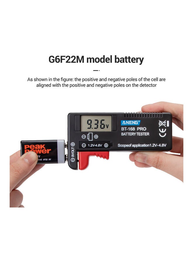 BT-168 PRO Digital-display Type Tester Battery Checker Black 12.00 X 3.00 X 6.50cm