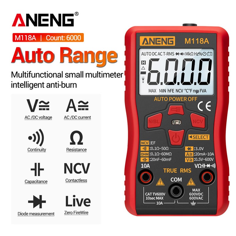 High Precision Automatic Range Multimeter Red 13.60 x 3.80 x 9.90cm