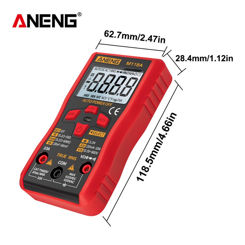 High Precision Automatic Range Multimeter Red 13.60 x 3.80 x 9.90cm