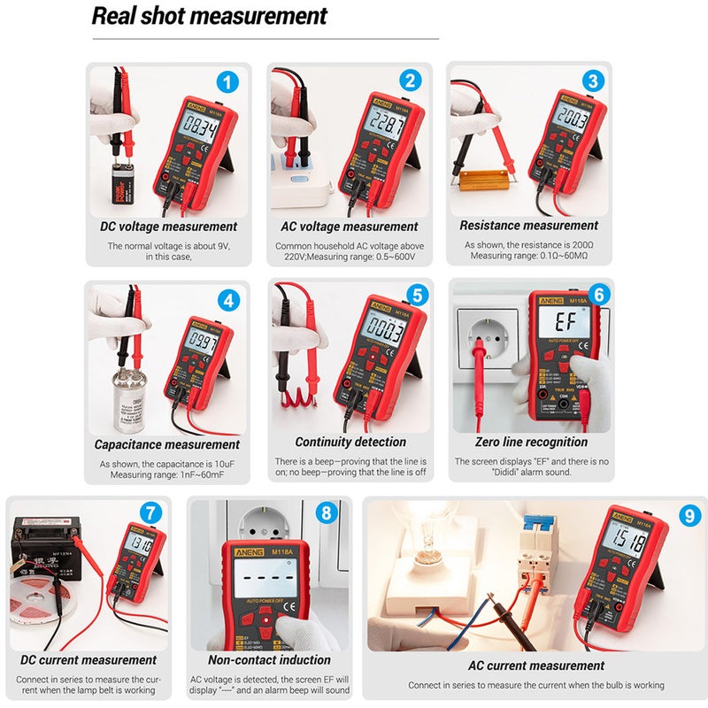 High Precision Automatic Range Multimeter Red 13.60 x 3.80 x 9.90cm