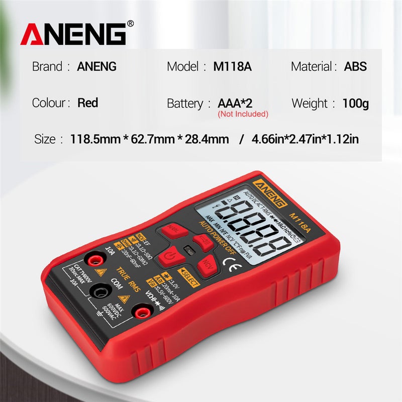 High Precision Automatic Range Multimeter Red 13.60 x 3.80 x 9.90cm