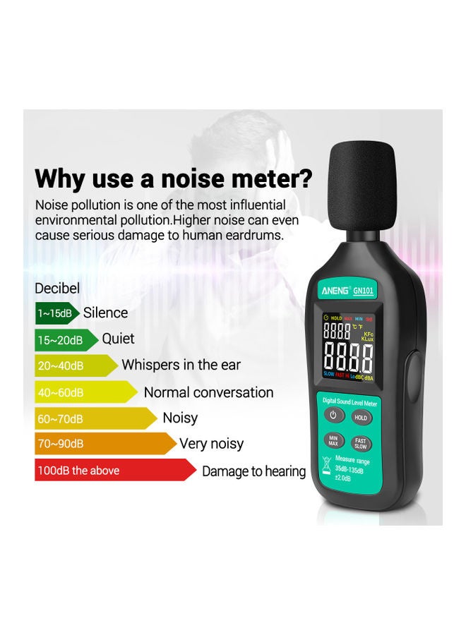 Digital Sound Level Meter Black/Green