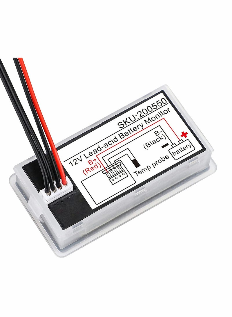 Battery Capacity Monitor 10 100V 24V 36V 48V Digital Battery Status Tester Meter Remaining Percentage Level Voltage Fahrenheit Temperature Power Indicator Panel Gauge for Marine RV