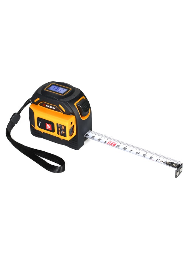 2-In-1 Digital Laser Distance Meter Rangefinder Measuring Tape Black/Yellow