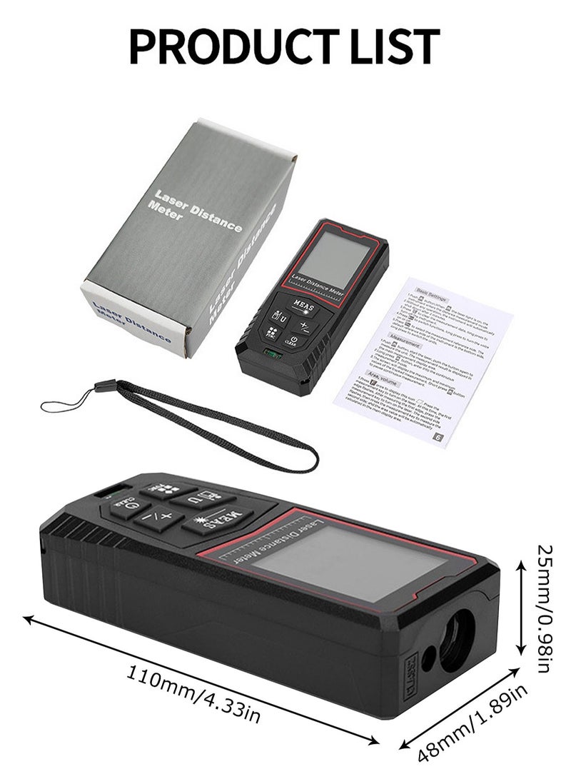 Portable Laser Measure - Digital Smart Laser Distance Meter with Bubble Levels - Measure Distance - 20 Sets of Data - Pythagorean Mode - Precision Measurement Tools