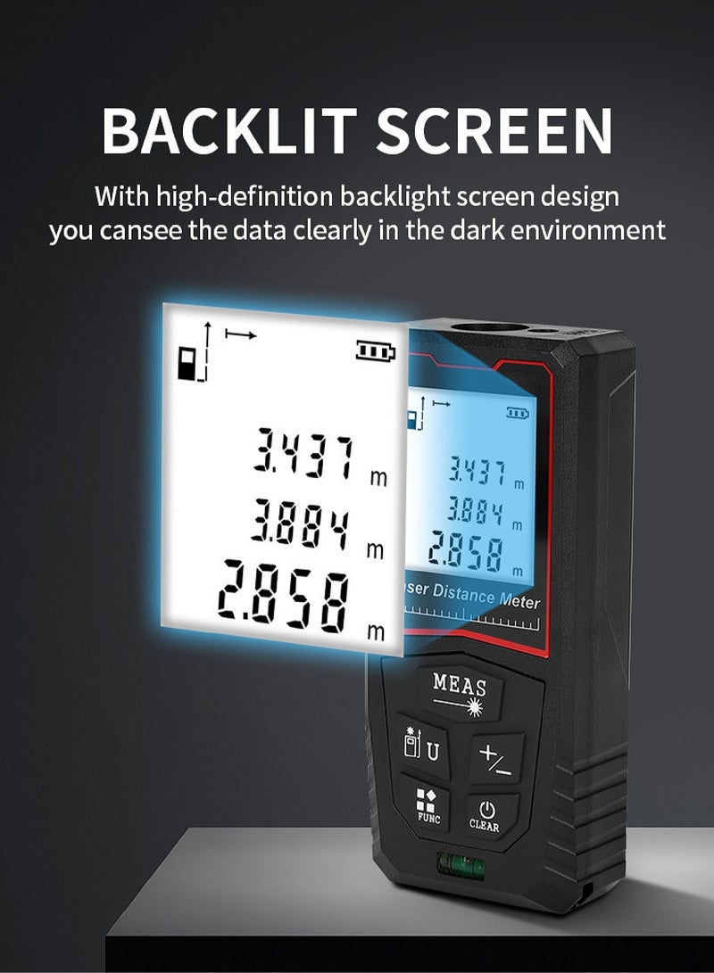 Portable Laser Measure - Digital Smart Laser Distance Meter with Bubble Levels - Measure Distance - 20 Sets of Data - Pythagorean Mode - Precision Measurement Tools