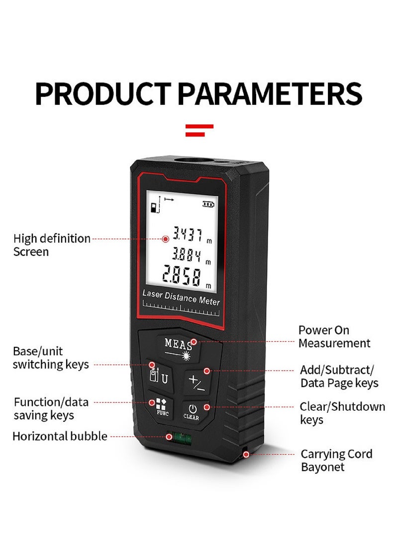 Portable Laser Measure - Digital Smart Laser Distance Meter with Bubble Levels - Measure Distance - 20 Sets of Data - Pythagorean Mode - Precision Measurement Tools
