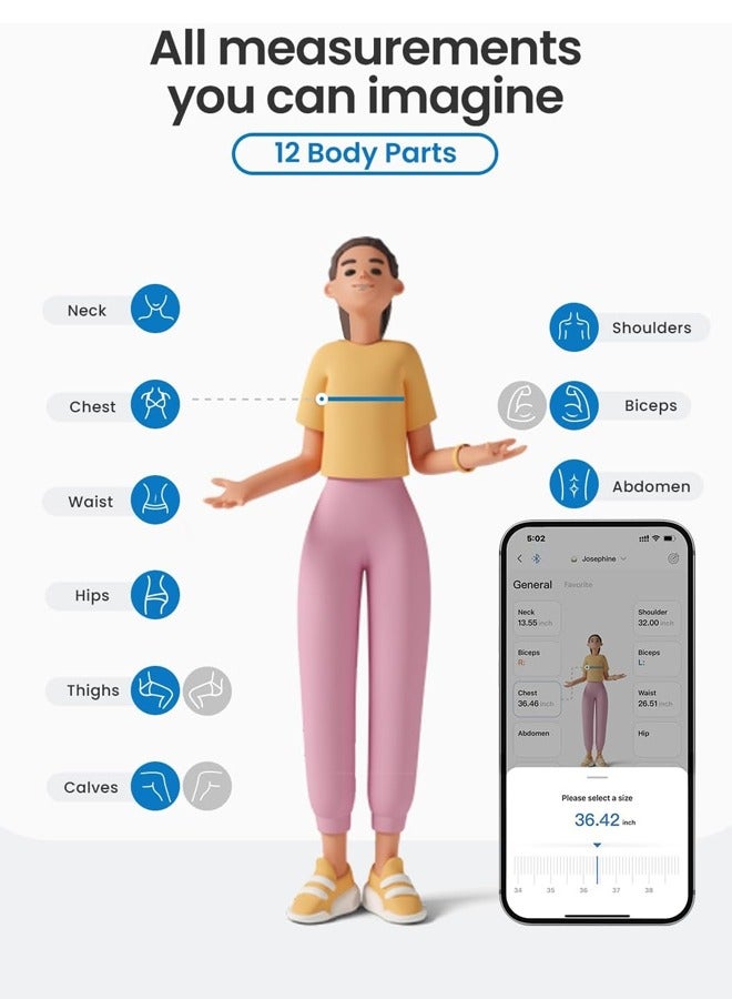 Upgraded Body Measure Tape Enhanced Tool for Monitoring Weight Loss Muscle Gain, and Fitness Progress Digital Smart Retractable Tape Measures in Both Inches and Centimeters with Precision