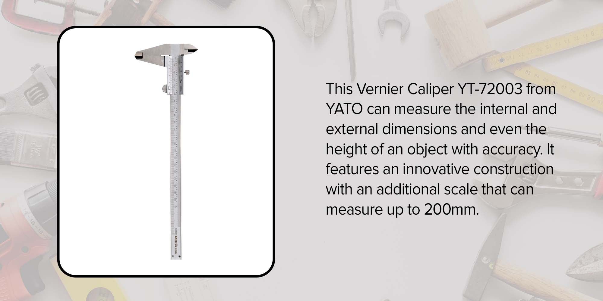 Vernier Caliper 0-200mm SS with Additional Scale YT-72003 Silver