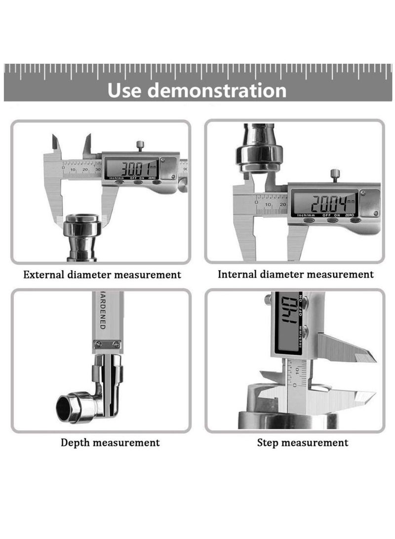 Electronic Digital Vernier Caliper Stainless Steel Caliper 150mm/0-6 inch Measuring Tools with Extra-Large LCD Screen inch Metric Conversion