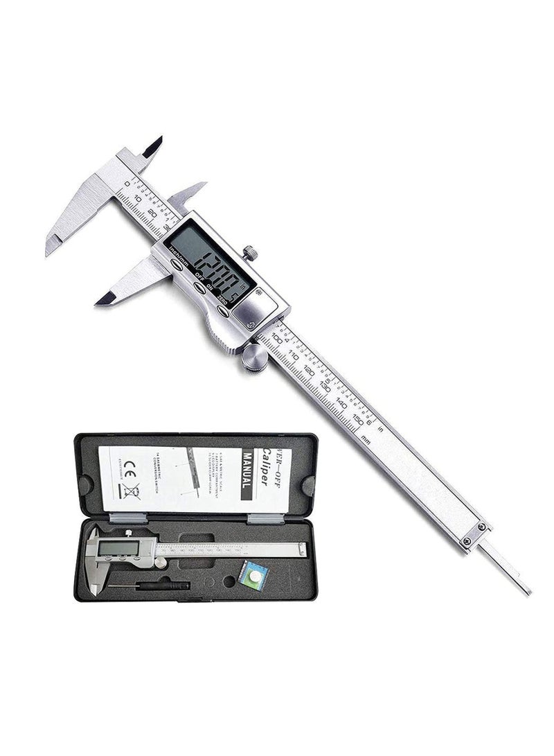 Digital Caliper Caliper Measuring Tool with Stainless Steel Electronic Micrometer Caliper with Large LCD Screen Auto-Off Feature Inch and Millimeter Conversion 6 Inch/150 mm