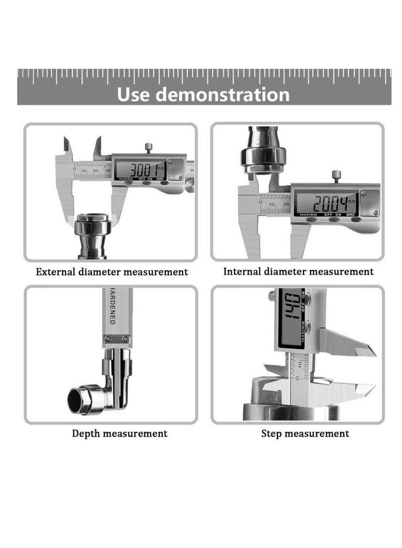 Digital Caliper Caliper Measuring Tool with Stainless Steel Electronic Micrometer Caliper with Large LCD Screen Auto-Off Feature Inch and Millimeter Conversion 6 Inch/150 mm