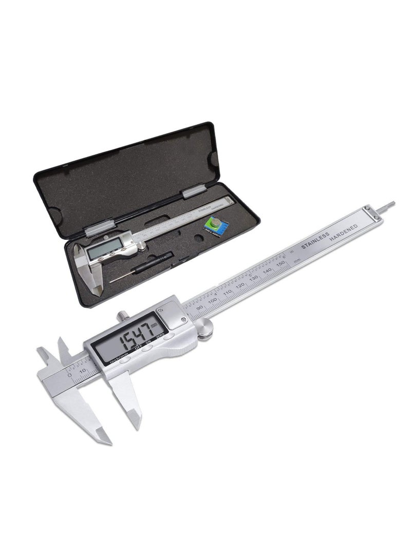 Electronic Digital Vernier Caliper Stainless Steel Caliper 150mm /0-6 inch Measuring Tools with Extra-Large LCD Screen inch /Metric Conversion