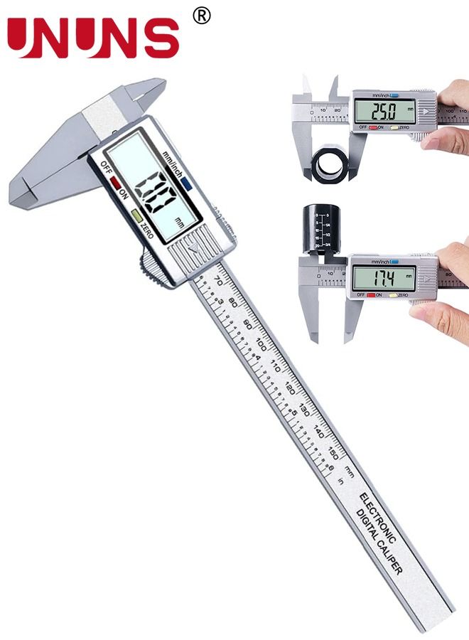 Digital LCD Vernier Calliper,Quick Change Button For Inch Fraction Millimeter Conversions,150MM Digital Caliper Measuring Tool