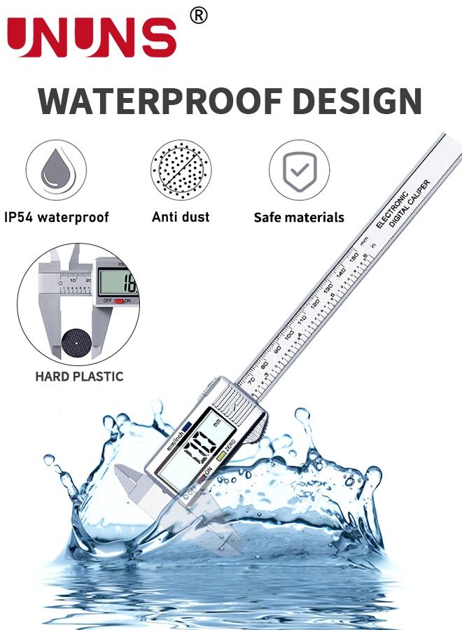 Digital LCD Vernier Calliper,Quick Change Button For Inch Fraction Millimeter Conversions,150MM Digital Caliper Measuring Tool