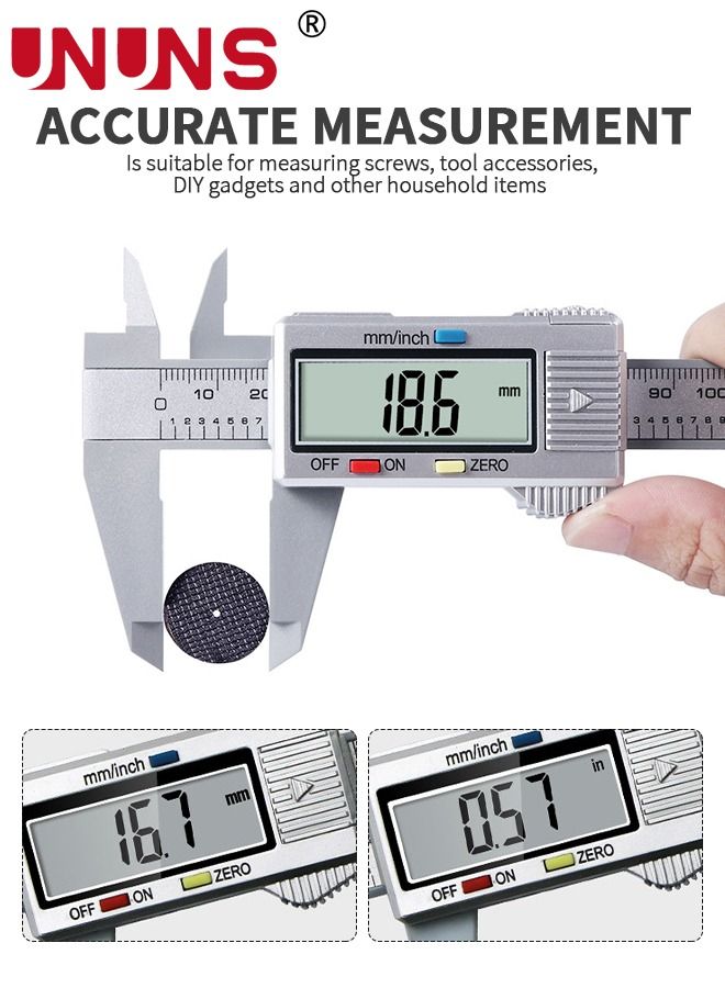 Digital LCD Vernier Calliper,Quick Change Button For Inch Fraction Millimeter Conversions,150MM Digital Caliper Measuring Tool