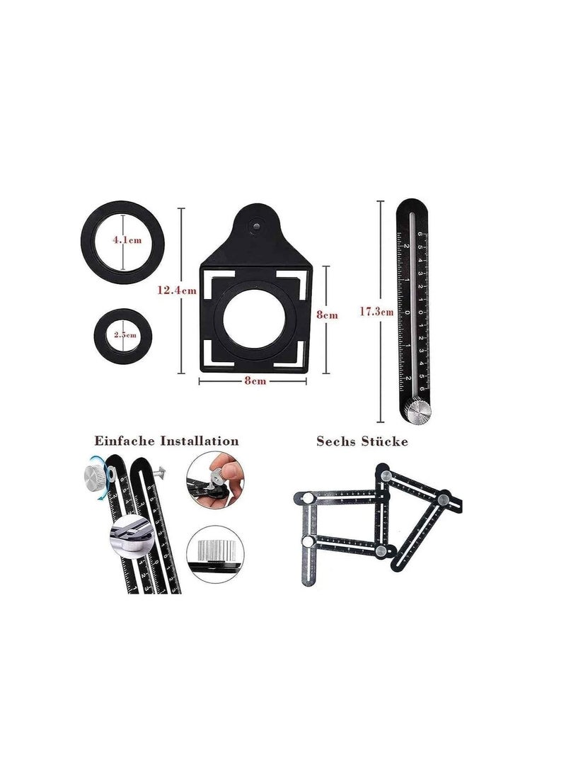 Multi Angle Measuring Ruler Alloy Template Tool Drill Guide Ceramic Tile Hole Punch Locator