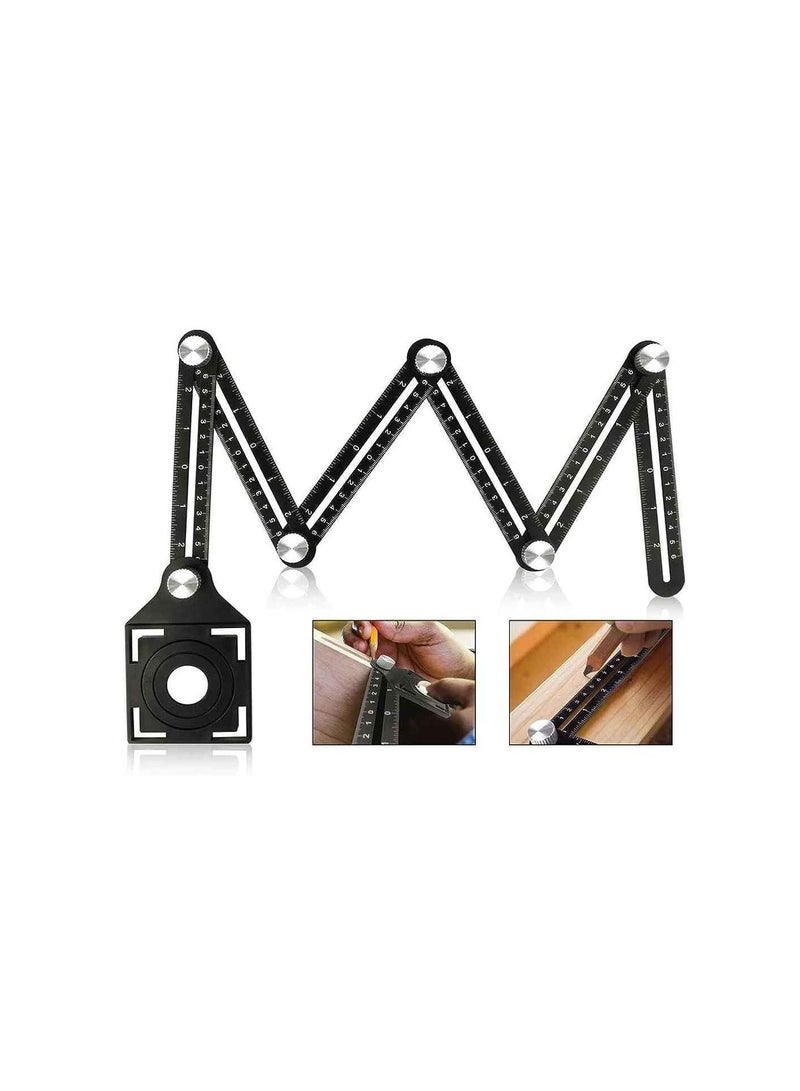 Multi Angle Measuring Ruler Alloy Template Tool Drill Guide Ceramic Tile Hole Punch Locator