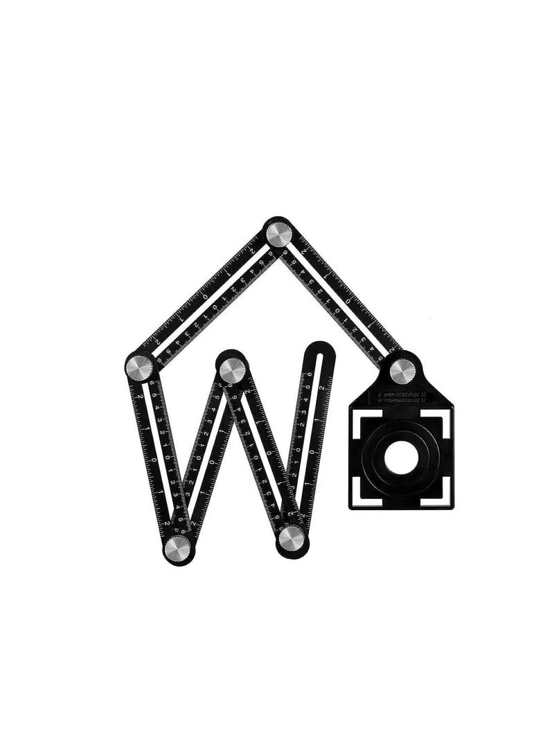 Multi Angle Measuring Ruler Alloy Template Tool Drill Guide Ceramic Tile Hole Punch Locator