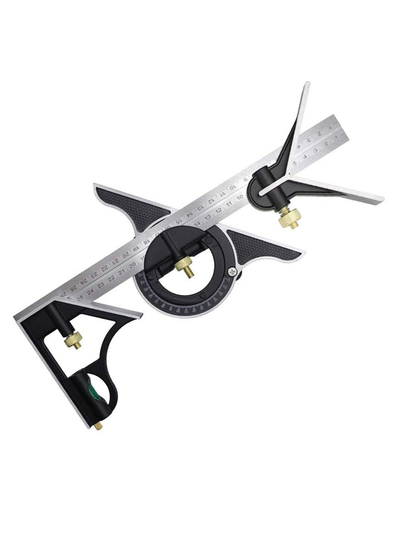 Combination Angle Ruler, SYOSI 300MM Combination Square Angle Ruler Stainless Steel Multi Function Measuring Tool About 0.35Kg