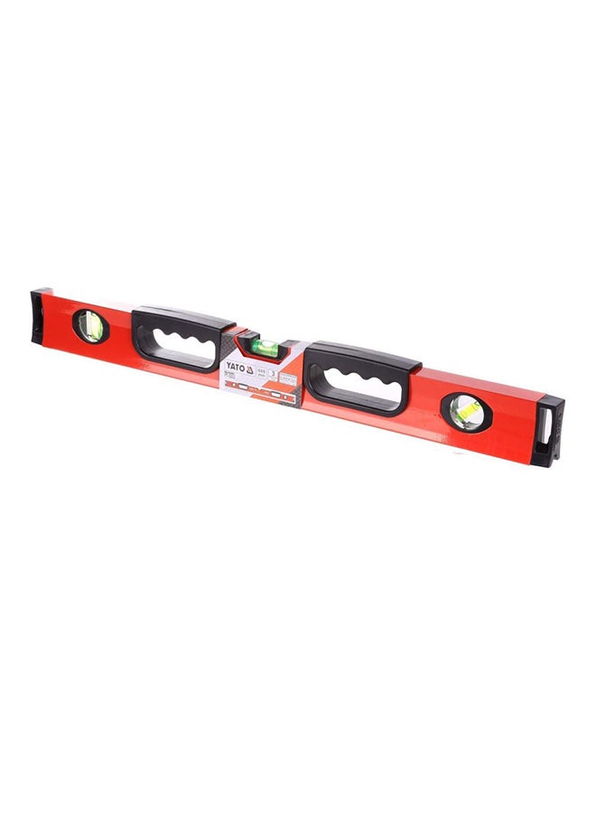 Professional Spirit Level With Three Vials Non-Magnetic Measuring Tool Red/Black 600mm