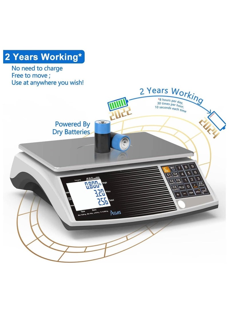 Digital Commercial Price Computing Scale Weighing Scale with 30 Kg Capacity for Food, Meat, Fruit