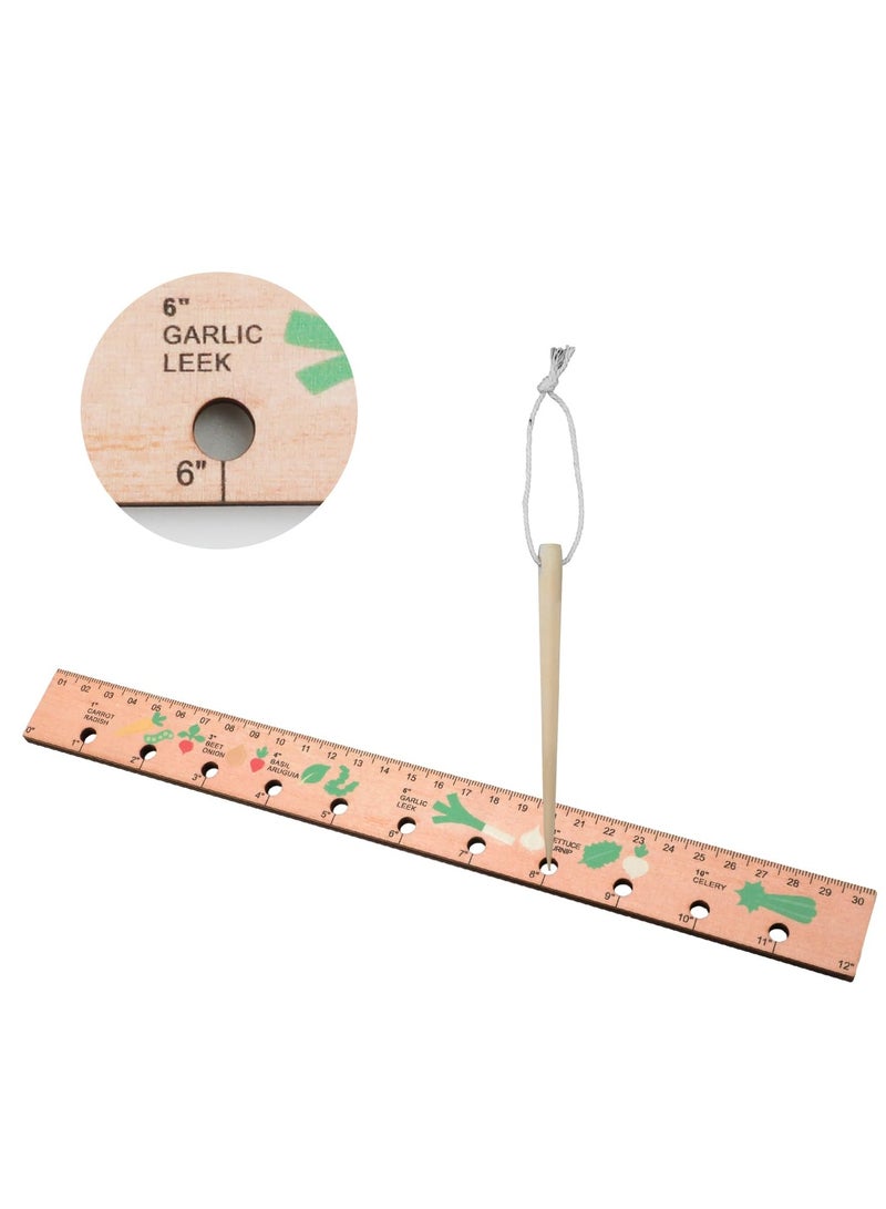 Wood Seed Spacing Ruler with Holes, Wooden Planting Ruler Solid Seed Planter Tool, for Garden Planting Tools Plant Ruler Spacing and Interval Ruler Plant Spacing Ruler Wood Supplies Vegetable