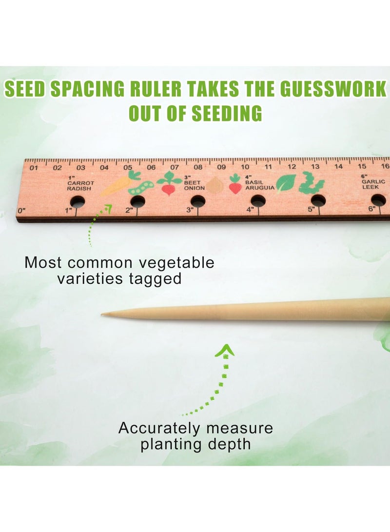 Wood Seed Spacing Ruler with Holes, Wooden Planting Ruler Solid Seed Planter Tool, for Garden Planting Tools Plant Ruler Spacing and Interval Ruler Plant Spacing Ruler Wood Supplies Vegetable