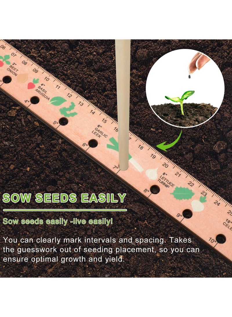 Wood Seed Spacing Ruler with Holes, Wooden Planting Ruler Solid Seed Planter Tool, for Garden Planting Tools Plant Ruler Spacing and Interval Ruler Plant Spacing Ruler Wood Supplies Vegetable