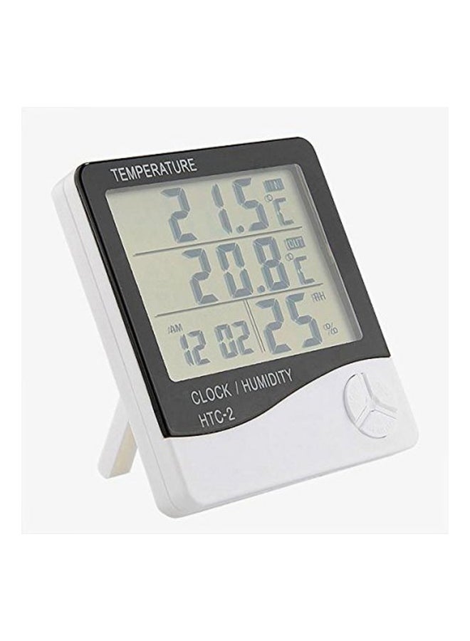 Wall Hanging Digital LCD Thermometer Hygrometer White/Black 10x10.8x2centimeter