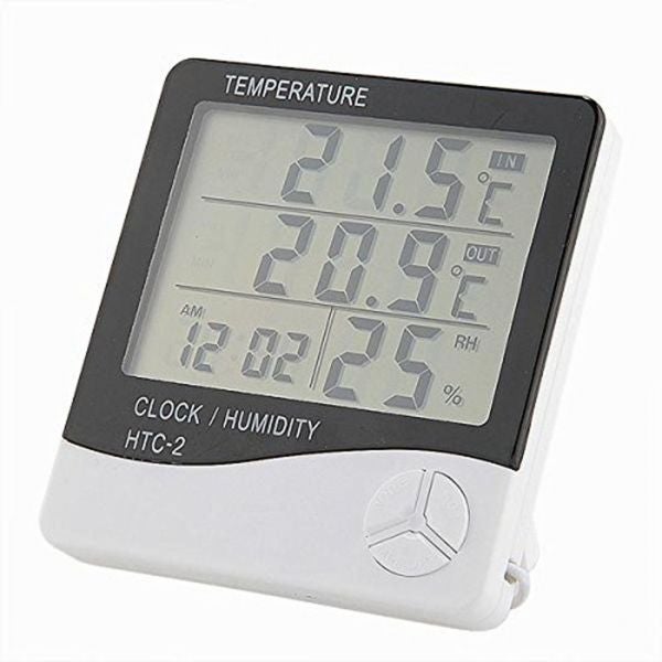 Wall Hanging Digital LCD Thermometer Hygrometer White/Black 10x10.8x2centimeter