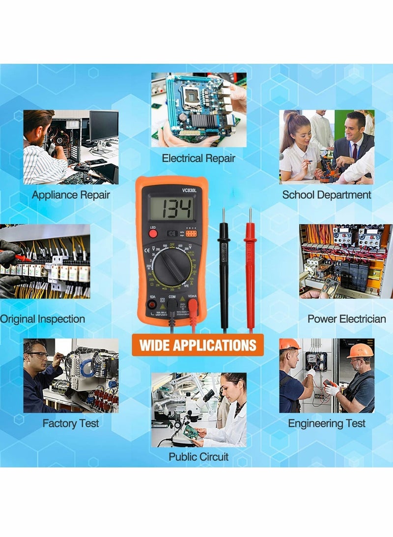 Digital Multimeter, Multimeter with AC DC Voltmeter & Ohm Volt Amp Tester, Multifunction Battery Pocket Meter Backlight Tests Wire, Voltage Tester Measure Current Resistance