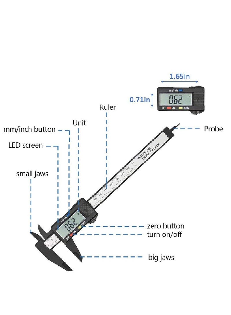 Caliper Electronic Digital LCD Screen Micrometer Ruler Measuring Tool