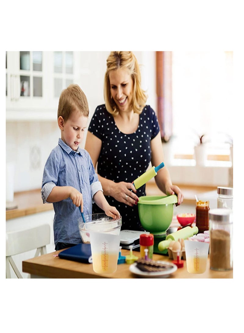 6PCS Silicone Measuring Cup Set for Cooking and Resin - Includes 3x 8OZ & 3x 16OZ Cups, BPA Free, Squeeze & Pour, Microwave and Dishwasher Safe