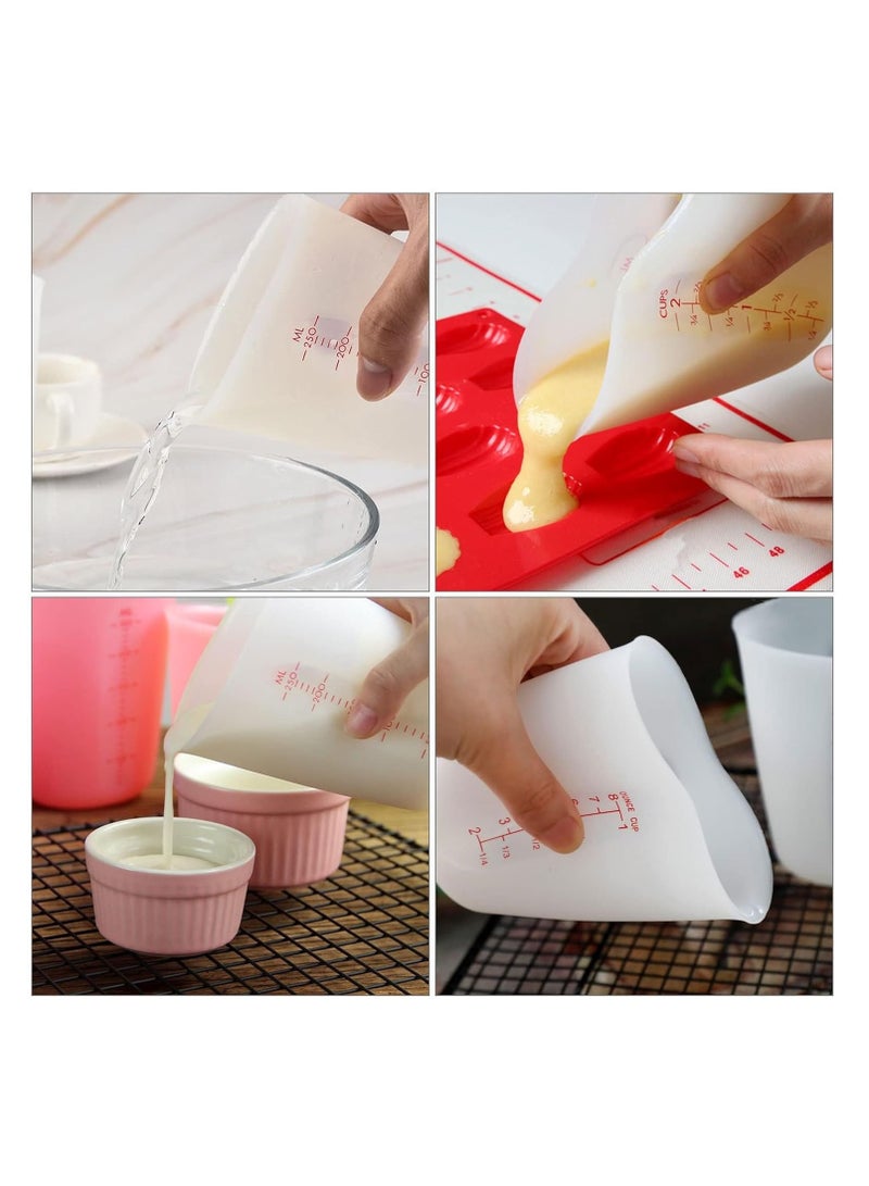 6PCS Silicone Measuring Cup Set for Cooking and Resin - Includes 3x 8OZ & 3x 16OZ Cups, BPA Free, Squeeze & Pour, Microwave and Dishwasher Safe