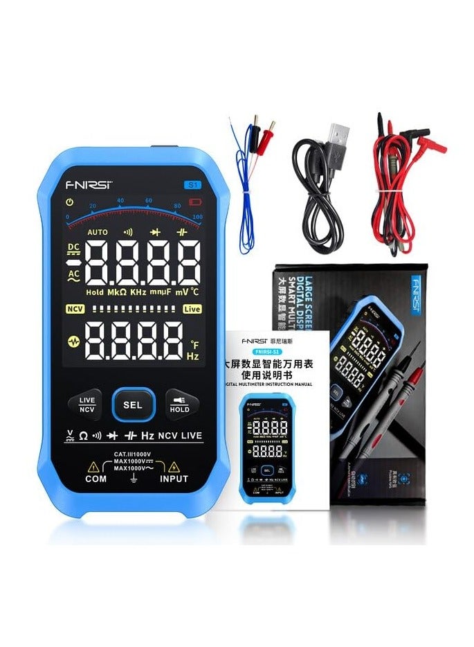 Voltage Meter, 1000 MAh Battery Digital Multimeter NCV Resistance Temperature Frequency for Electrical Detection