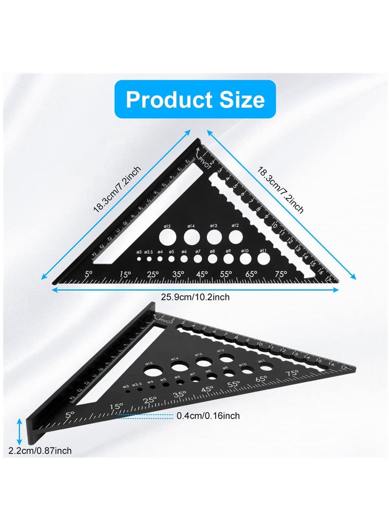 Triangle Ruler, High Precision Aluminum Alloy Triangle Ruler, Triangle Ruler Protractor, Aluminum Carpenters Roofing Square, Metric Woodwork Square, Layout Measuring Tool for Carpenter