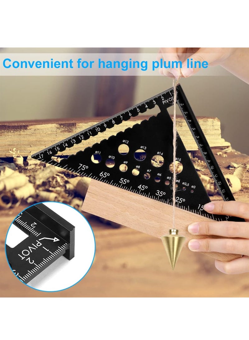 Triangle Ruler, High Precision Aluminum Alloy Triangle Ruler, Triangle Ruler Protractor, Aluminum Carpenters Roofing Square, Metric Woodwork Square, Layout Measuring Tool for Carpenter