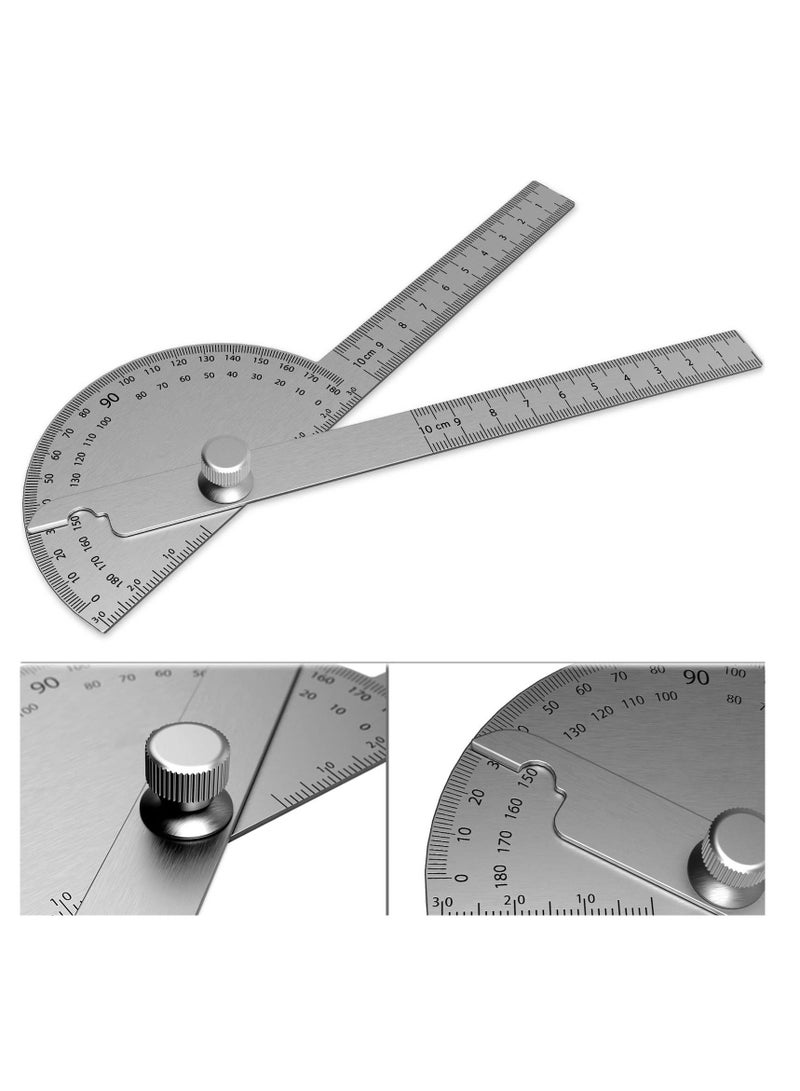 Stainless Steel Protractor, 180 Degrees Two Arm Ruler Adjustable Angle Protractor Woodworking Ruler Craftsman Angle Measure Tool