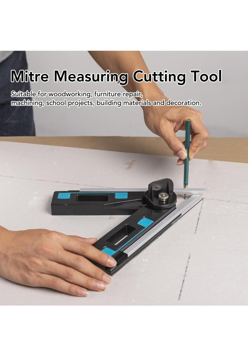 Mitre Measuring Cutting Tool 2 in 1 Accurate Mitre Gauges for Saws Accurate 30 to 180° Aluminum Alloy Mitre Gauges Goniometer Mitre Angle Ruler Finder Too for Home Improvement Carpentry Work