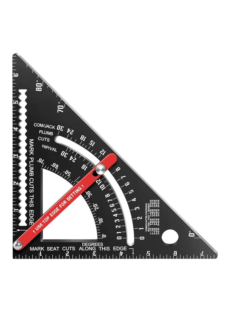 7 Inch Carpenter Square Set - Adjustable Aluminium Combination Square, Woodworking Framing Tool - Metal Carpentry Triangle Ruler for Accurate Layout