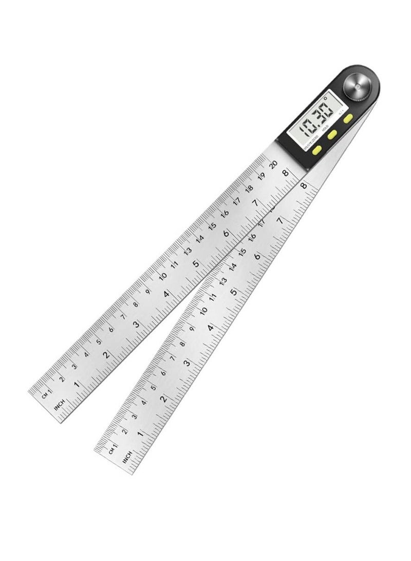 Digital Angle Finder Ruler Protractor, 8inch/200mm Length, LCD Display, Stainless Steel Woodworking Angle Detector, Hold/Rev, Mm/Inch for Construction