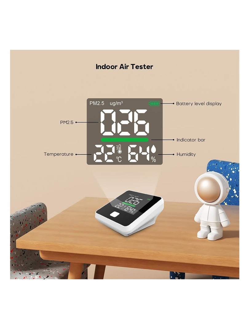 PM2.5 Air Quality Monitor, Indoor Air Quality Monitor Tester, Indoor Air Pollution Meter, PM2.5 Sensor Detector, Temperature and Humidity, PM2.5 Real-Time LED Display