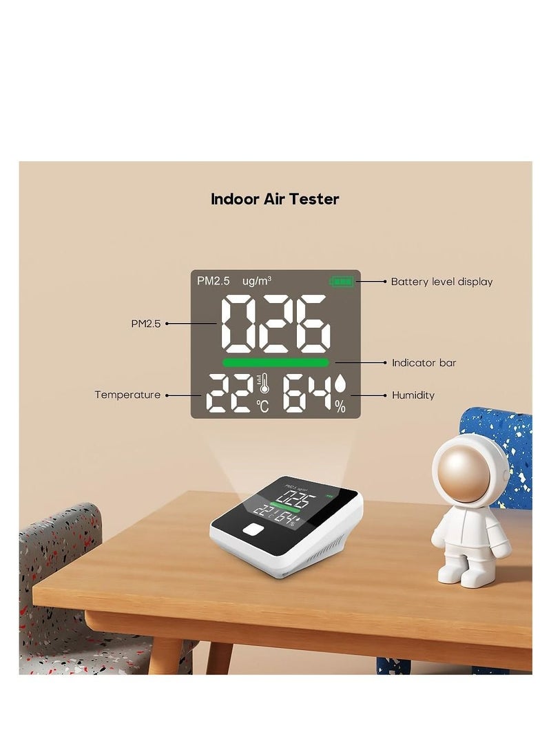 PM2.5 Air Quality Monitor, Indoor Air Quality Monitor Tester, Indoor Air Pollution Meter, PM2.5 Sensor Detector, Temperature and Humidity, PM2.5 Real-Time LED Display