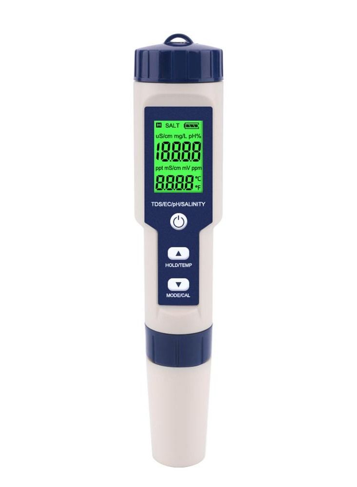 5 In 1 TDS/EC/pH/Salinity/Temperature Meter, Digital Water Quality Monitor Tester, Suitable for Pools, Drinking Water, Aquariums