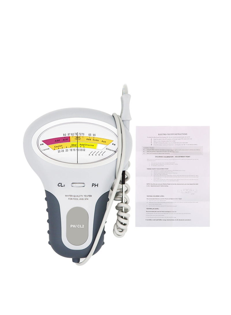 Water Quality Testing Device, pH Tester Water Chlorine Measuring Tool for Swimming Pool